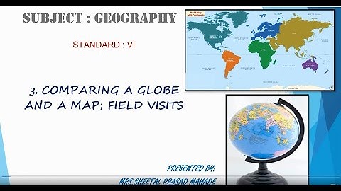 Standard: VI , Subject:  Geography, Topic: Chapt 3; Comparing a globe with a map,Field Visits