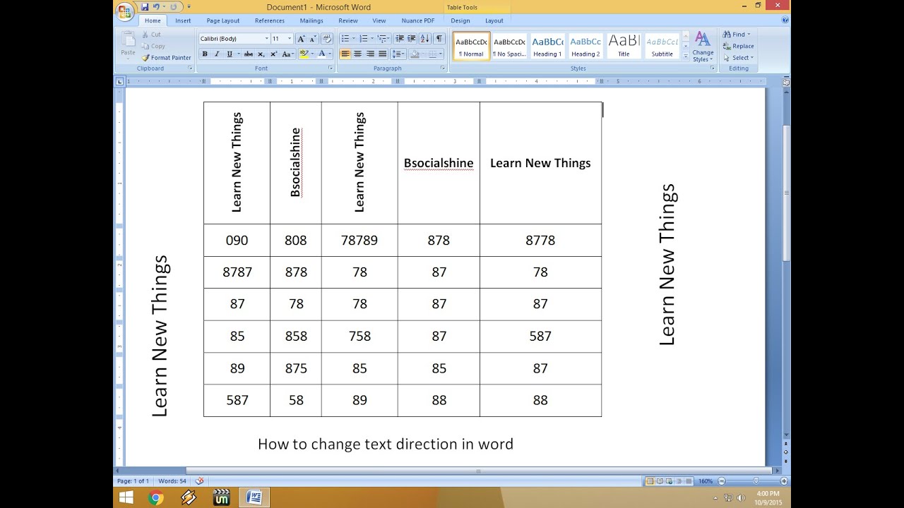 How to Change Text Direction in Table & Text in MS Word