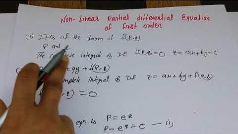 Non Linear Partial Differential Equations Of First Order Semester 3 Paper 7 Lacture 1