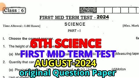 6TH STD SCIENCE FIRST MID TERM TEST AUGUST-2024 ORIGINAL QUESTIONPAPER 6TH STD SCIENCE QUESTIONPAPER