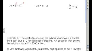 MFM 2P U3L2 - Solving 1 and 2-step equations