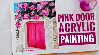 Pink door acrylic painting/ pink aesthetic/ door painting