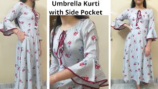 Easy and Stunning Umbrella Cut Kurta Design With Boat Neck and Side Pocket/Cutting and Stitching