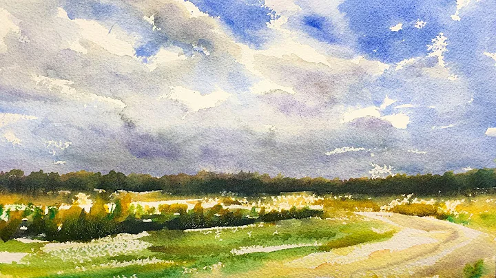 Watercolor Painting Tutorial, Field and Sky