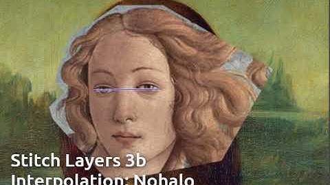 Gimp python script Stitch layers version 3b: Differences between interpolation methods