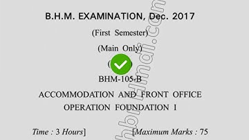 2017 Dcrust BHM 1st Sem Accomodation & Front Office Operation Foundation Question Paper