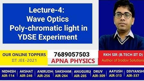 Lecture-4: Wave Optics Poly-chromatic light in YDSE Experiment