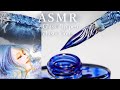 Asmrsound and drawing by a beautiful glass dip pen blue illustration