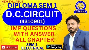 DIPLOMA SEM 1 DC CIRCUIT IMP ALL CHAPTER FOR GTU EXAM || SEM 1 ELECTRICAL IMP FOR GTU EXAM #gtuimp