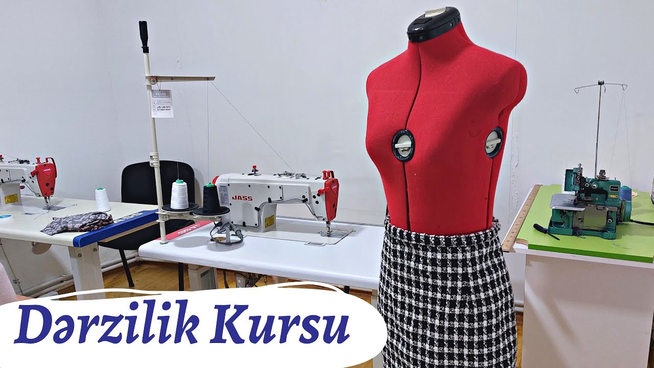 Tələbənin tikiş maşını ilə ilk cəhdi. Dərzilik kursu dərs prosesi. Bilgi Peşə Tədris Mərkəzi