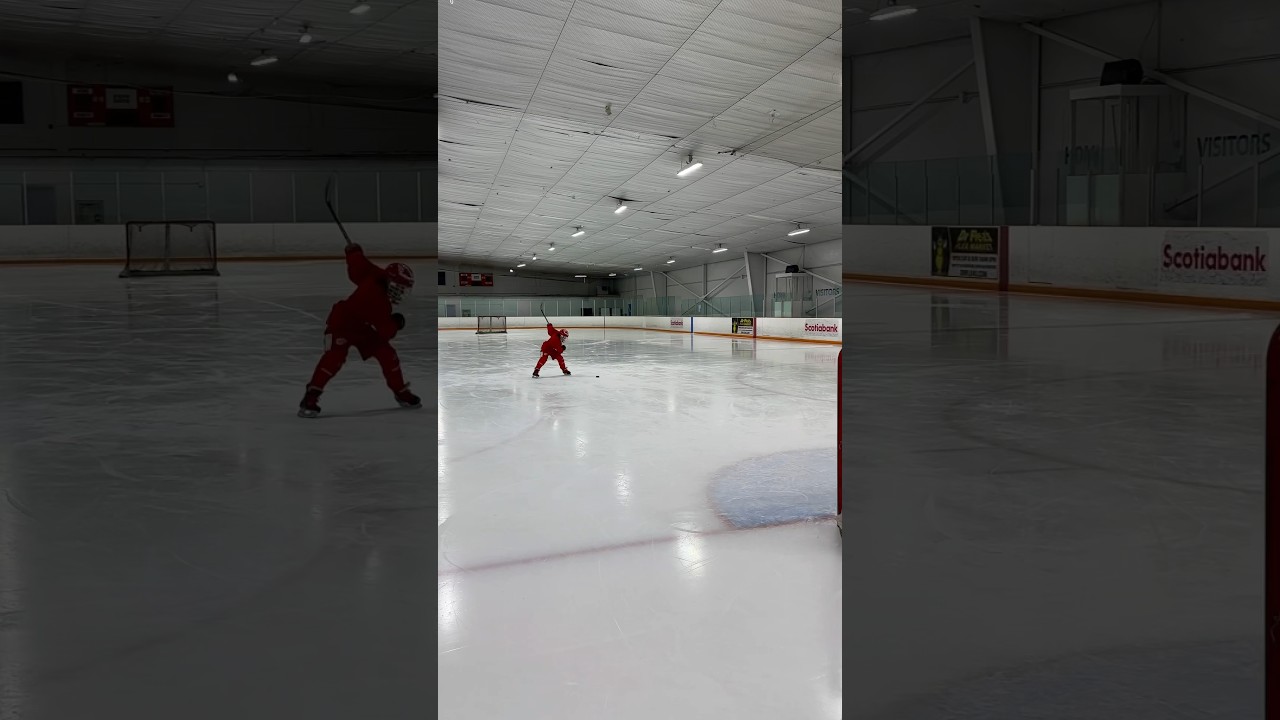 Wicked slap shots while Warming up before practice 