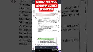 College TRB Answer Key Computer Science #trb #answerkey