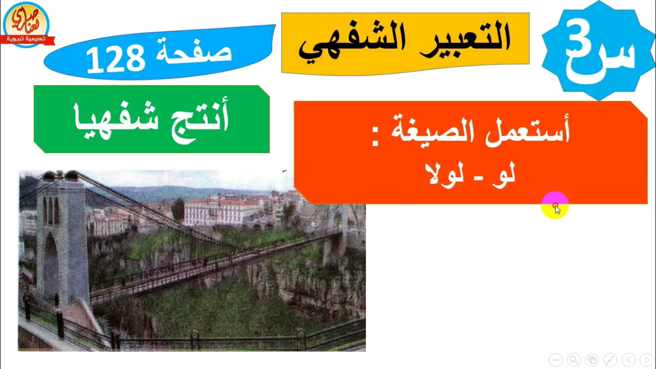 تعبير شفهي+أستعمل الصيغة لو-لولا +أنتج شفهيا صفحة 128 من كتاب اللغة العربية للسنة الثالثة ابتدائي