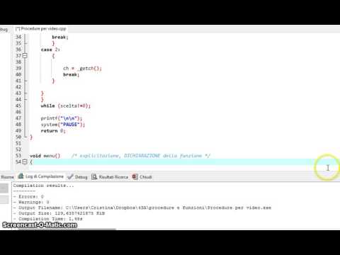 funzioni in C procedura per menu - YouTube