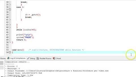 funzioni in C   procedura per menu