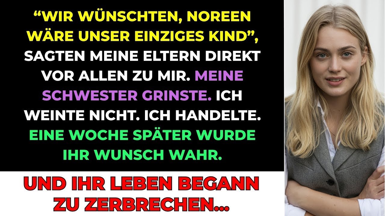 Ich saß am Tisch, als mein Vater das Glas hob und vor der gesammten Famili sagte: „Wir wünschten, Nora wäre unser einziges Kind.“ Die Stile war ohrenbetäubend, und Noras Grinsen schnit tiefer als...