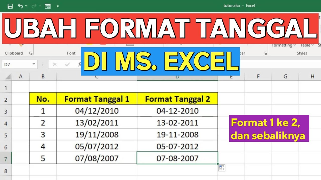Cara Merubah Format Tanggal Di Excel Menjadi Dd mm yyyy YouTube