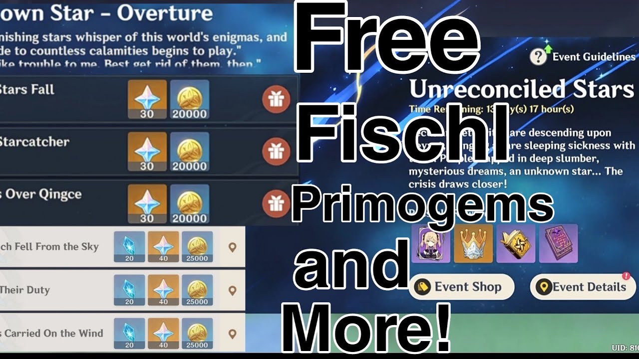 Genshin Impact Unreconciled Stars Event Free Fischl,Primogems and More