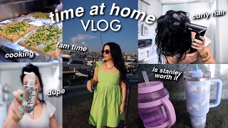 VLOG: time at home, curly hair, makeup updates, cooking, san diego