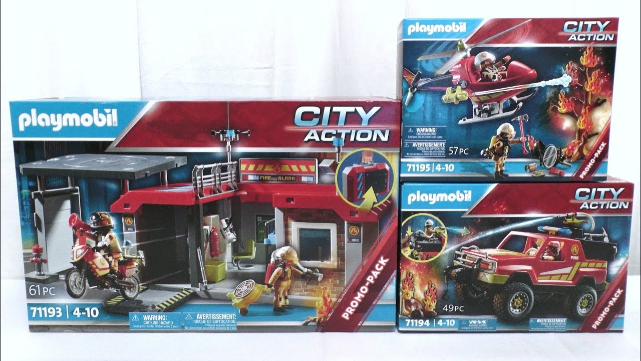 Playmobil unboxing : Transportable fire station (2022) - 71193, 71194,  71195 