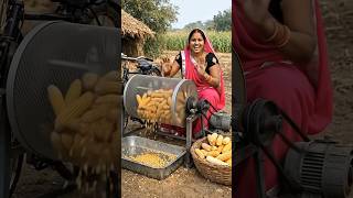 साइकिल और जाल से बनाया मक्का छीलने का मशीन 🤯#shorts #trending #explore#Shorts