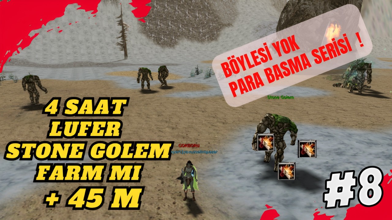 KNİGHT ONLİNE | 4 SAAT LUFER STONE GOLEM FARMI - SLOT PARA BASIYOR ! |  B8 #knightonline #knightfarm