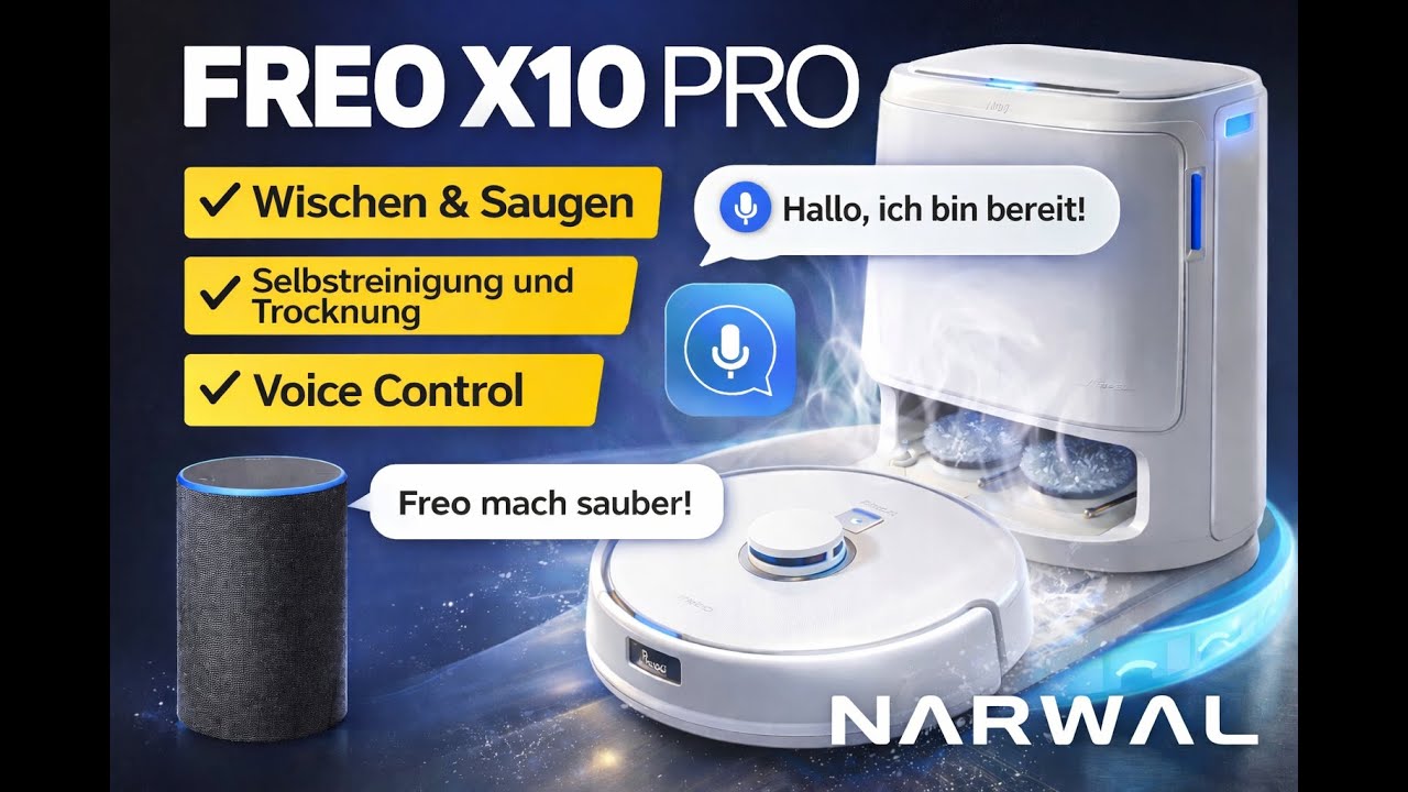 Narwal Freo X10 Pro Saug- und Wischroboter - Selbstreinigung mit Waschen und Trocknen