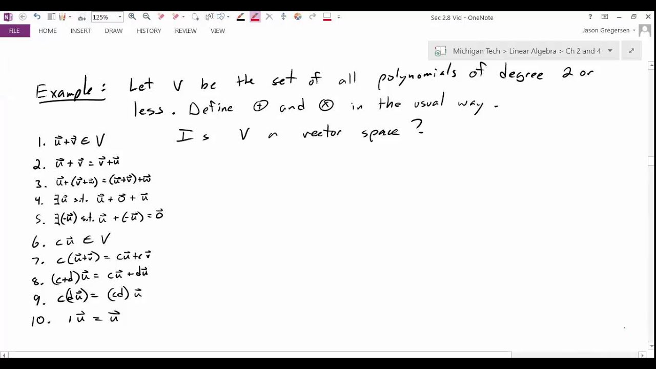 Sec 2.8 Prep Vector spaces and subspaces - YouTube