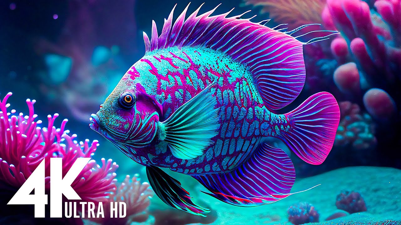 Aquarium 4K VIDEO (ULTRA HD) 🐠 Beautiful Coral Reef Fish – Relaxing Sleep Music