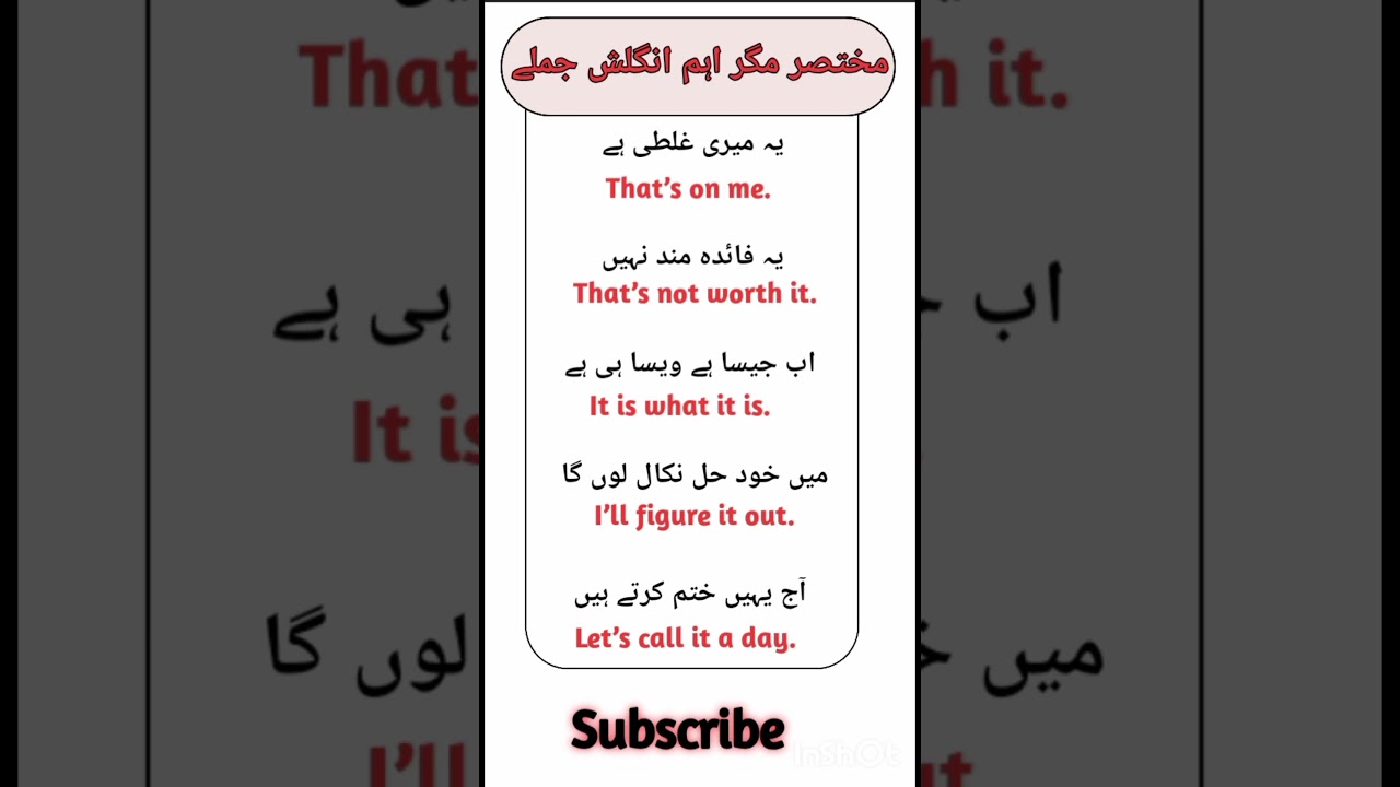 Daily Use English Sentences with Urdu Translation 🔥 Learn English Fast | 
