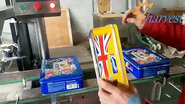 Automatic double heads tape around sealing machine,metal tin conatiner taping sealing machine