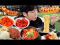 ASMR MUKBANG | 휴게소 라면 떡볶이 김밥 김치 핫도그 양념 치킨 먹방 Tteokbokki AND fried chicken EATING