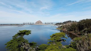 Morro Rock, Morro Bay, CA: Aerial Views of Iconic Landmark and Kayakers in the Bay