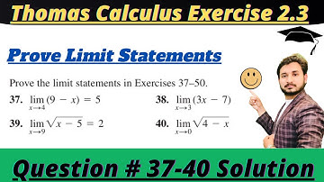 Thomas Calculus Exercise 2.3 Question# 37-40 solution|| Prove Limit Statements|| MSN Mathematician||