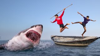 Shark Attack Man In Sea Fishing Boat | Fun Made  Shark attack Egypt  movie Part 3