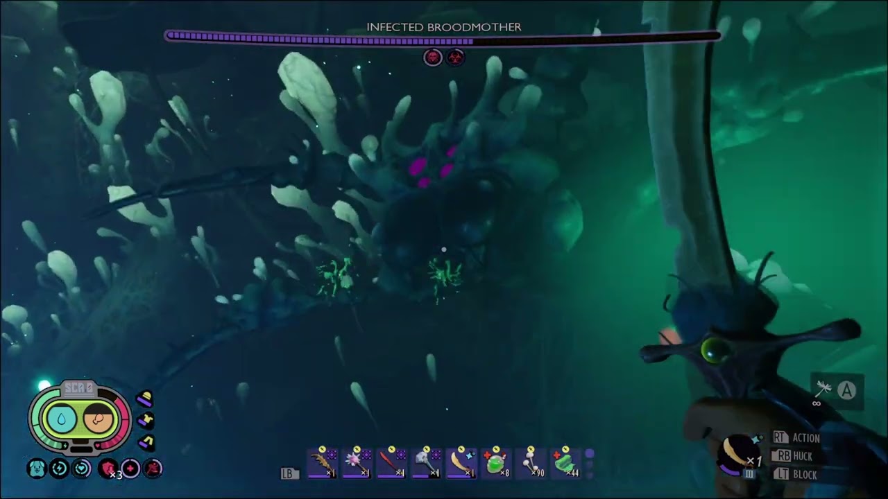 KILLING the Infected Broodmother boss on her 3rd life in Grounded (mild)