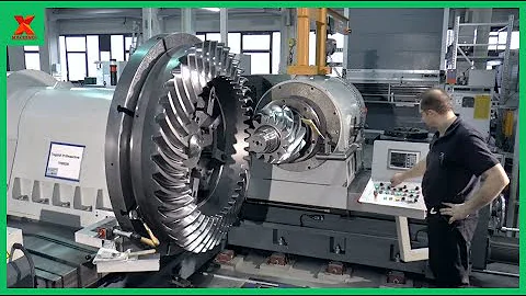 The World's Largest Bevel Gear CNC Machine- Modern Gear Production Line. Steel Wheel Manufacturing