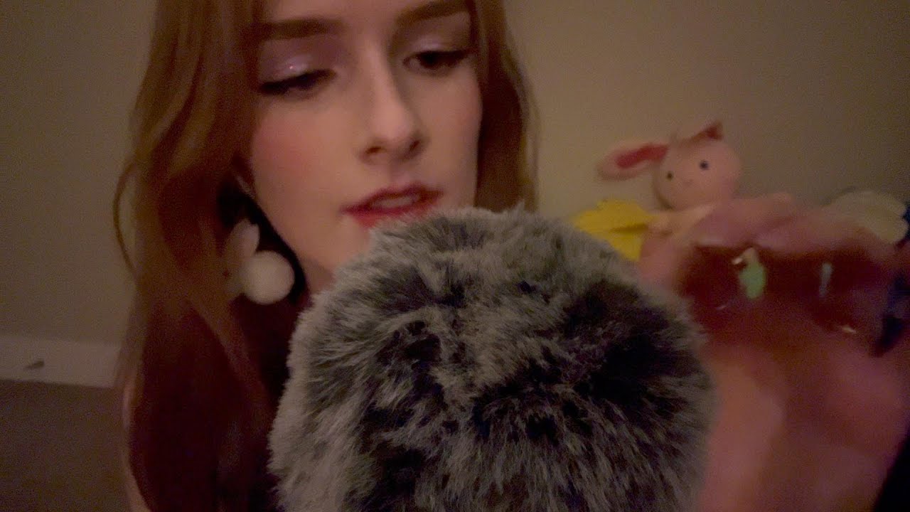 fluffy mic touching and up-close cupped whispers ASMR