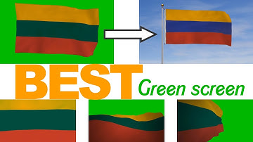 Full HD Lithuania flag waving over green screen. (5 Different views).