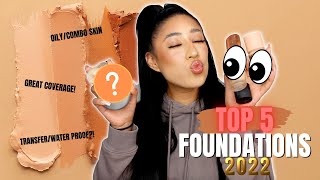 TOP 5 FOUNDATIONS 2022! (OILY/COMBINATION SKIN) *Great Coverage*