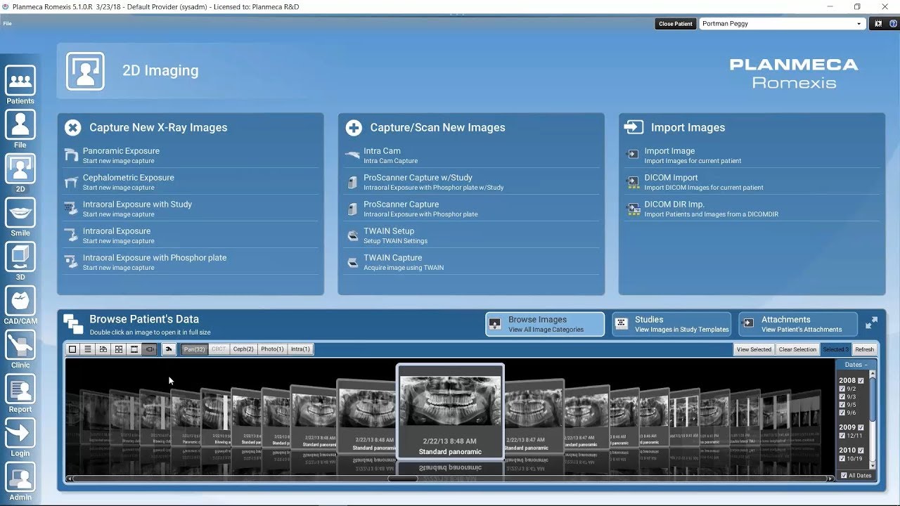 Working with Planmeca Romexis 2D module