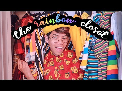 Trying on every piece of clothing in my rainbow closet