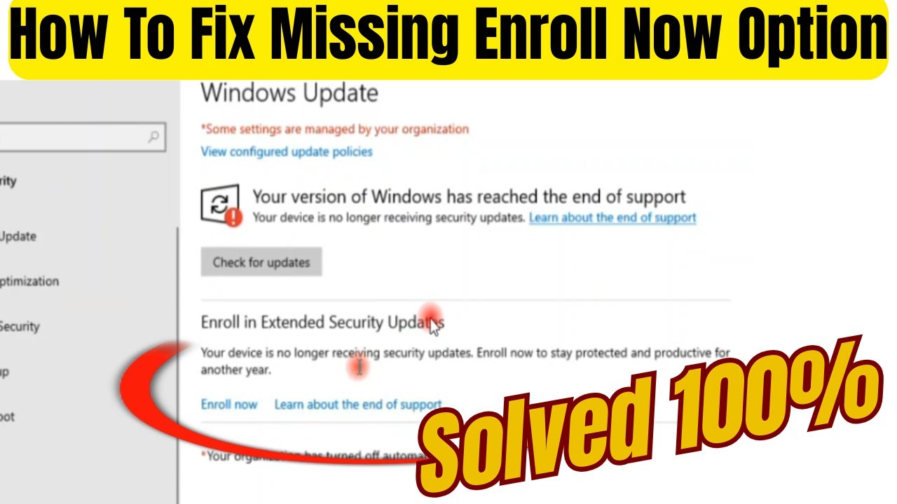 Can't Enroll In Windows 10 extended support | How To Fix Missing Enroll ...