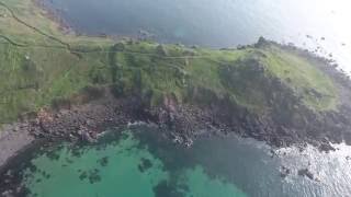 Looking for basking sharks with a drone off the Cornish coast