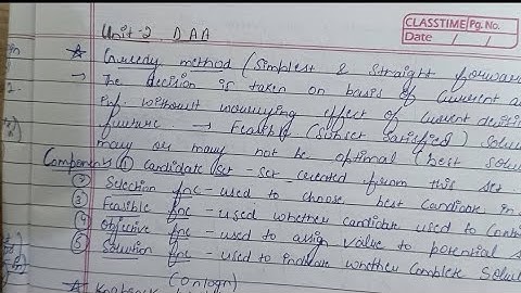 Data Analysis & Algorithm Unit-2 (IPU) in one shot | Complete handwritten notes Explanation|Greedy 
