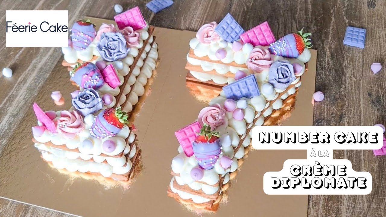 Recette tuto Number Cake à la crème diplomate