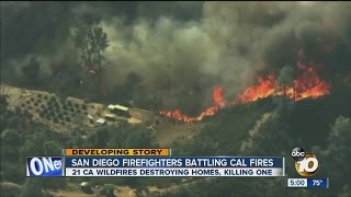 San diego firefighters battling northern california wildfires