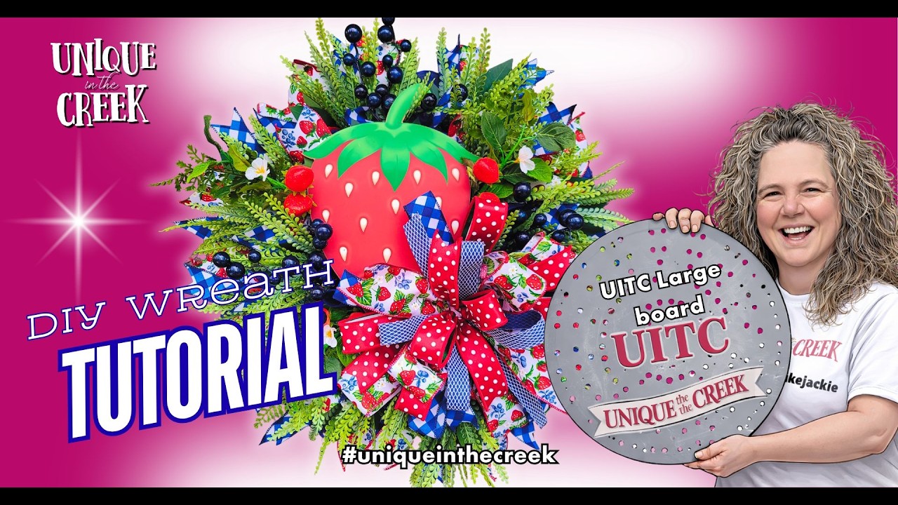 🍓🌿 Sweet Summer Strawberry Wreath Tutorial! 🌿🍓