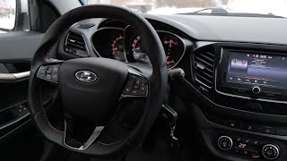 Накладки на воздуховоды и вставка на руль чёрный глянец для Lada Vesta