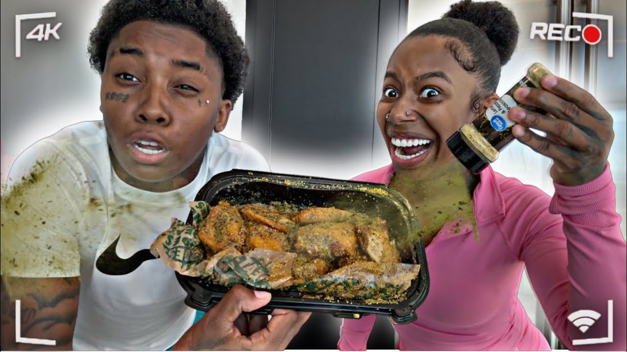 DUMPING WHOLE BOTTLE OF LEMON PEPPER SEASONING On GIRLFRIEND WINGS 😱 * HILARIOUS*